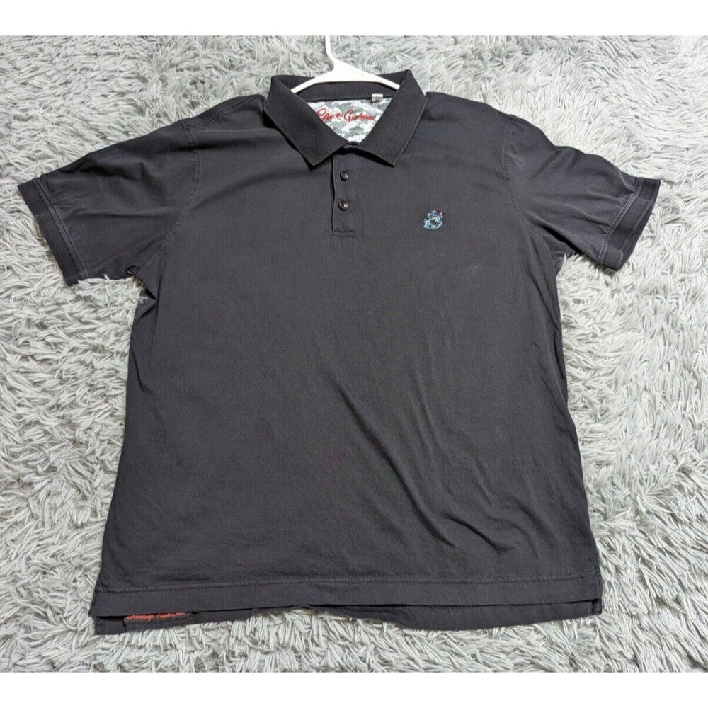 Robert Graham Polo Shirt Mens XL Black Embroidered Skull 100% Supima Cotton Golf